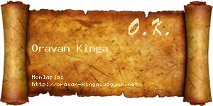 Oravan Kinga névjegykártya